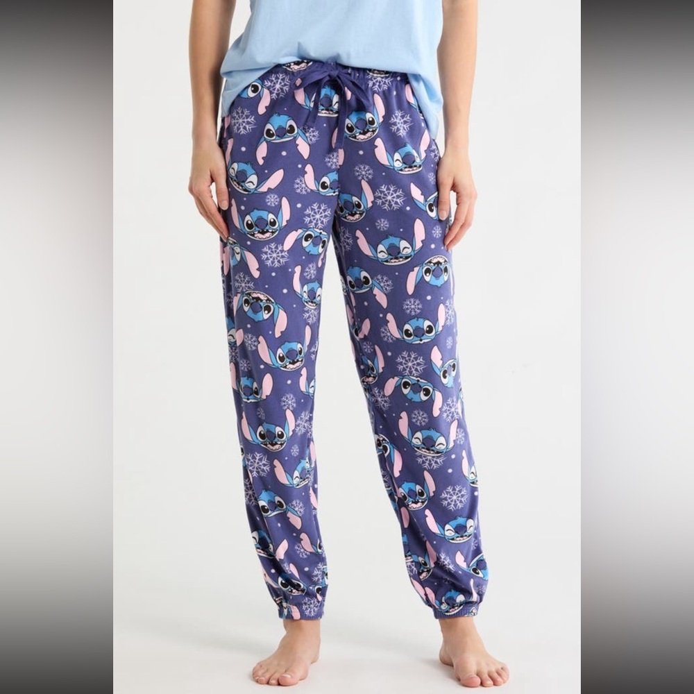 Lilo & Stitch Stitch Snowflake Microfleece Pajama Pants, Blue/Pink, XL, NWT 🌺